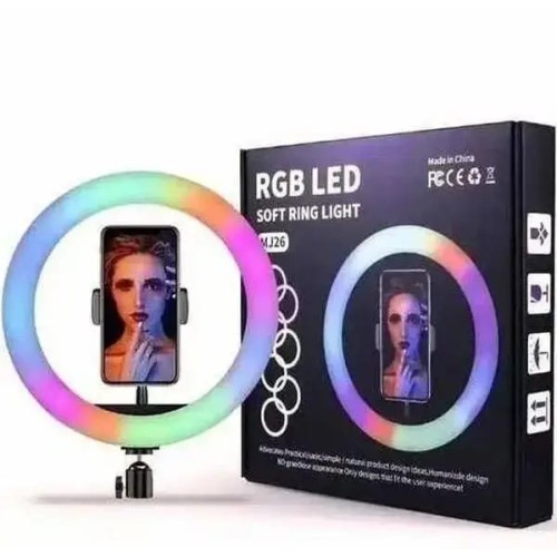 Кольцевая LED лампа RGB MJ26 (26см) со штативом и блютуз пультом