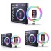 Кольцевая LED лампа RGB MJ26 (26см) со штативом и блютуз пультом