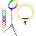 Кольцевая LED лампа RGB MJ26 (26см) со штативом и блютуз пультом