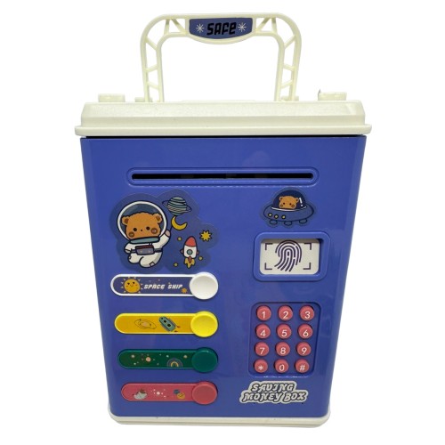 Копилка-сейф детская Saving Money Box с кодовым замком и отпечатком пальца Синяя Копилка-сейф детская Saving Money Box с кодовым замком и отпечатком пальца Синяя