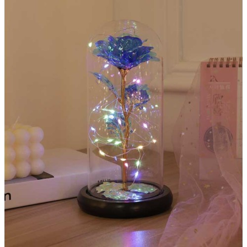 Роза в стеклянной колбе Rose of Love с LED подсветкой Голубая Роза в стеклянной колбе Rose of Love с LED подсветкой Голубая