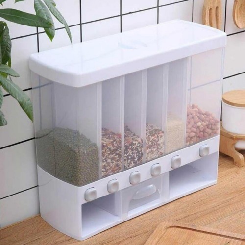 Органайзер для круп с дозатором Assorted Grain Rice Bucket на 6 секций для сыпучих продуктов