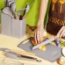 Набор кухонных принадлежностей 19 предметов с двойной подставкой разделочной доской набором ножей Серый Набор кухонных принадлежностей 19 предметов с двойной подставкой разделочной доской набором ножей Серый