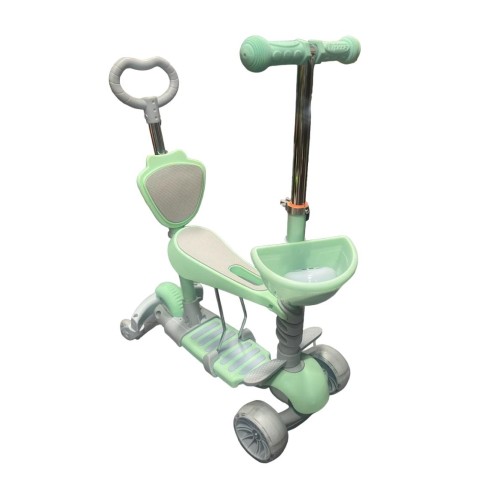 Детский самокат Scooter Smart с родительской ручкой и подножкой Мятный