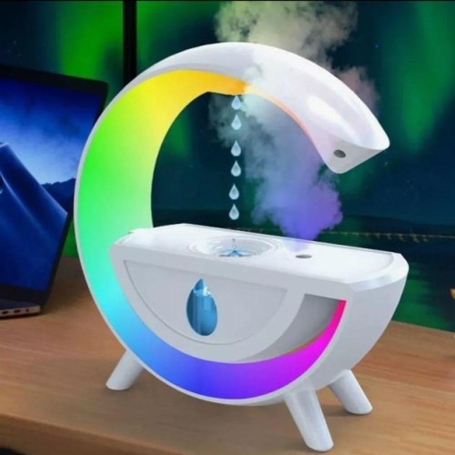 Увлажнитель воздуха ночник с RGB подсветкой T00K8 антигравитационный капельный эффект Белый