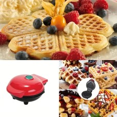 Электрическая мини вафельница Waffle Maker в форме сердца с антипригарным покрытием Красная