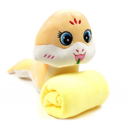 Плед подушка игрушка 3в1 Змея 62cm Желтая